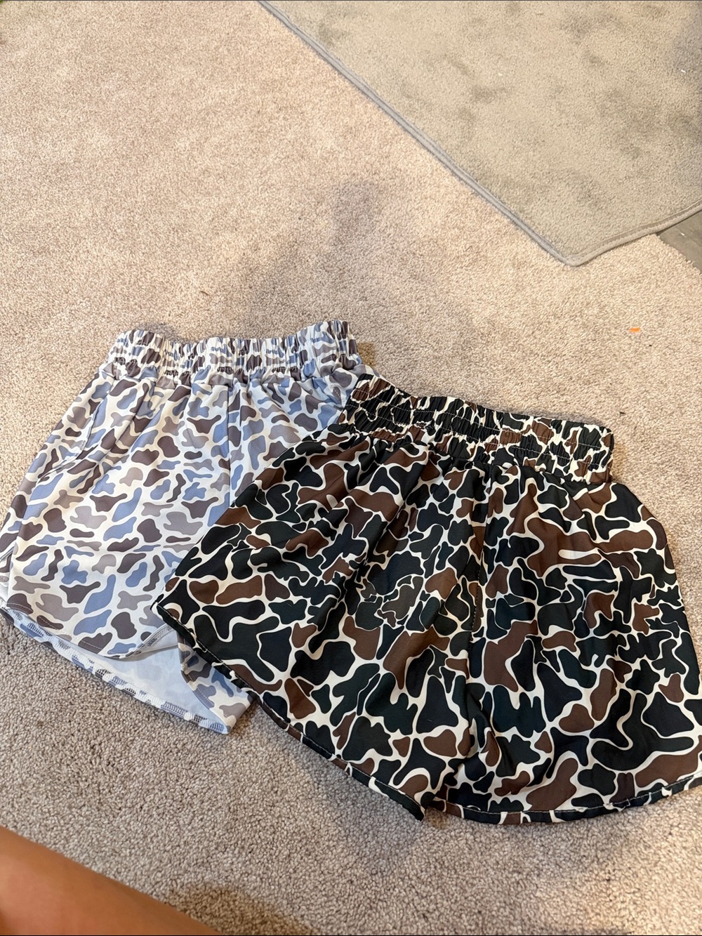 Camo Print Athletic Shorts Duo - Brown & Gray
